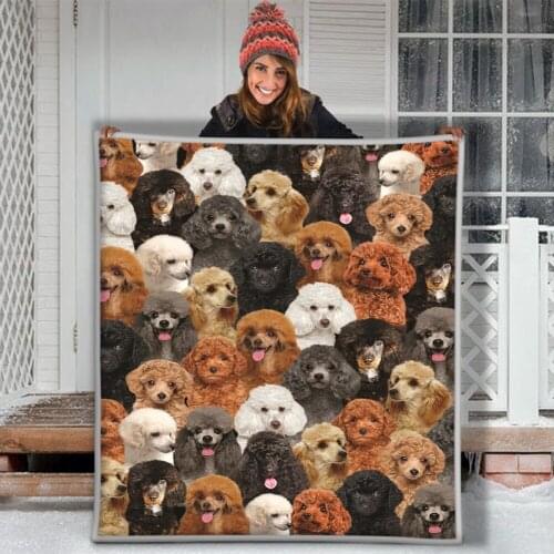 Poodle Dog White Black Red Brown Puppies Soft Throw Premium Sherpa Fleece Blanket