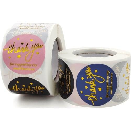 Thank you sticker 1.5 inch gold stamping thank you