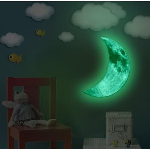 Night Light 3D Luminous Stickers High Glow in the Dark Crescent Lunar Stellar Self adhesive Wall Stickers Fluorescent Stickers