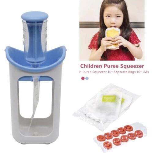 New 1set Children Puree Squeezer Household Fruit Juice Dispenser Manual Baby Food Supplement Storage Bag Container High Quality
