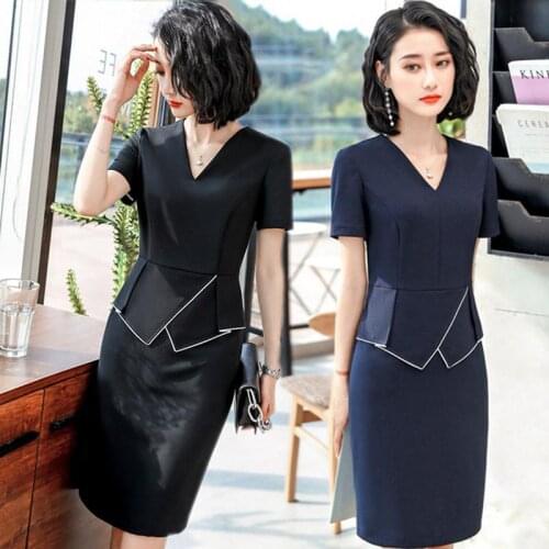 IZICFLY New style korean dress summer Elegant Office Elegant Dresses formal Business black dress plus size 3XL 4XL vestiti donna