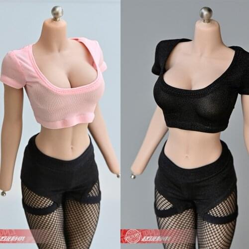 New Arrival 1/6 T-shirt Wide Collar Short Top Clothes Fit for 12'' Female PH TBL Action Figure Body in stock items