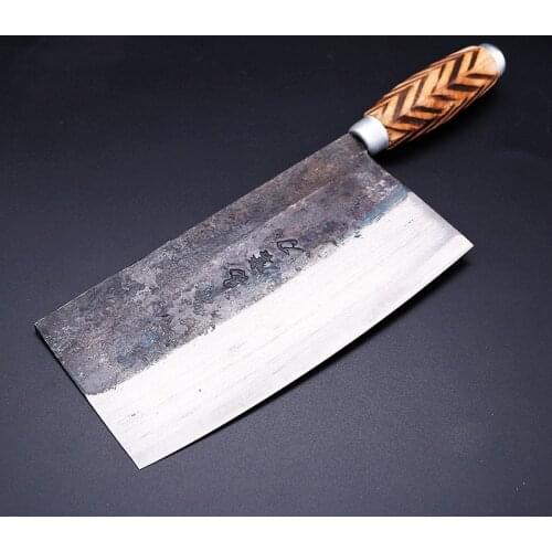 New Handmade Chinese Kitchen Knives High Carbon Forged Kitchen Cleaver Wood Handle Slicing Knife Traditional Cooking Tools