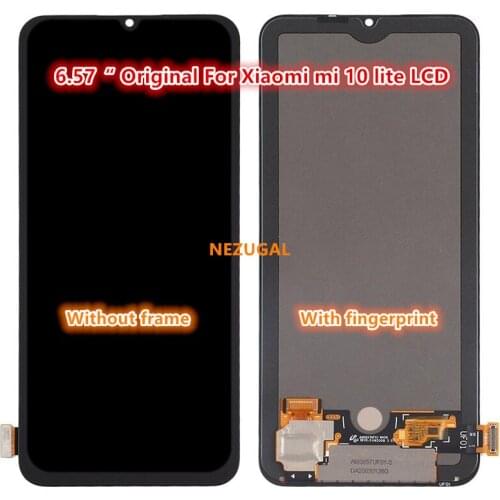 Original Amoled Screen for Xiaomi Mi 10 Lite 5G LCD Display 10 Touch Screen Replacement Tested Phone LCD Screen Assembly