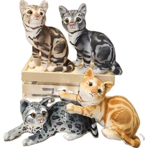 27-36cm Simulation American Shorthai & Siamese Cats Plush Toys Sofa Decor Soft Baby Pillow Stuffed Animals Doll for Kids Gift