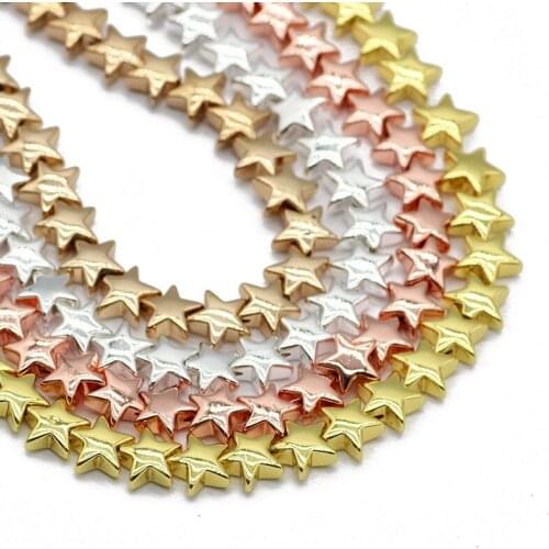 RBFHYER 8MM Natural Hematite Five-Pointed Star Rose Gold Silvers Loose Bead For Jewelry Making DIY Bracelet Accessories