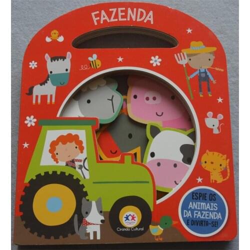 Parent Child Kids Portuguese Book Early Education Enlightenment Cute Picture Farm Knowledge 3D Cardboard Libros Book Age 0-3