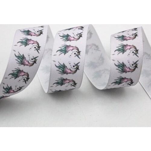 Grey Unicorn Ribbon For mexican party decorations printed grosgrain ribbon gift decoration ribbon 9-75mm