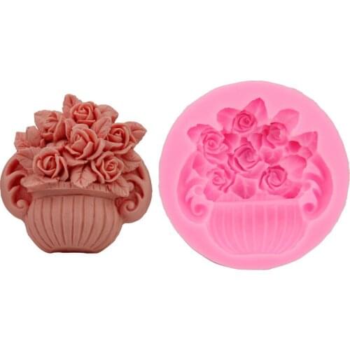 1Pcs Flower Basket Silicone Mold Cake Decorating Tools Fondant Chocolate Moulds Polymer Clay Resin