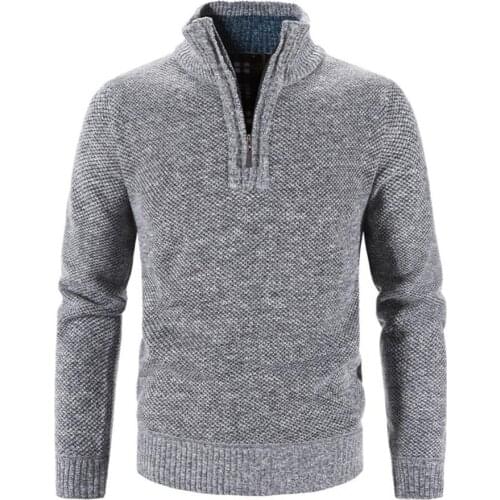 Thick Skin-friendly Turtleneck Zipper Neck Men Sweater Pullover for Daily Life