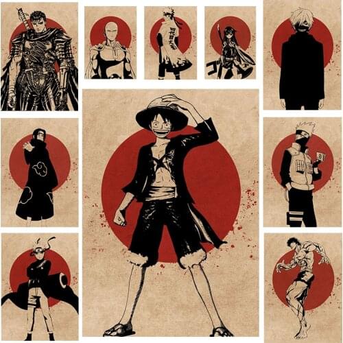 Japanese Anime Vintage Poster Retro Berserk One Piece Cartoon Canvas Painting Wall Art Posters and Prints Children Room Decor