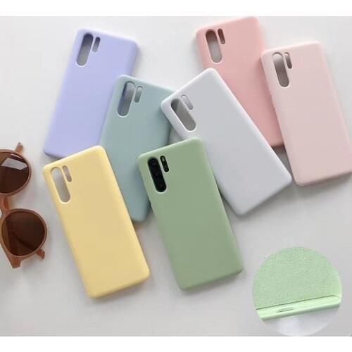 Liquid Silicon Candy Color Soft TPU Case Cover on sfor Huawei P20 Lite P30 Pro Mate 20 10 9 P10 Plus Slim Baby Skin Touch Coque