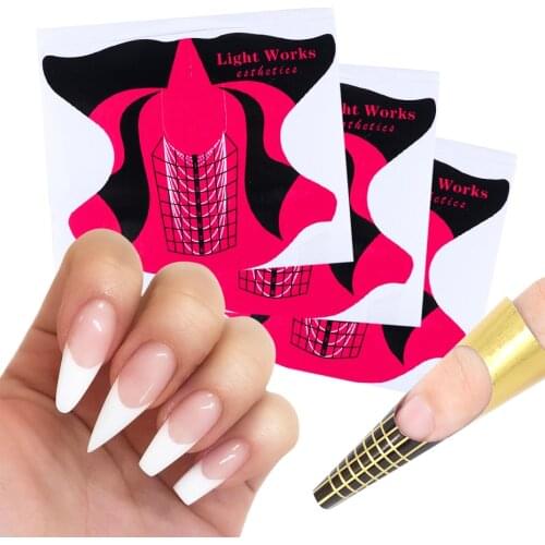 10pcs Nail Form For Gel Nail Extension Sticker Nail Art French Acrylic UV Gel Tip Builder Guide Form Manicure Tool Stencil JI941