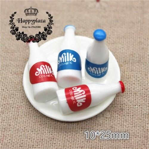 10pcs Kawaii Resin Simulation 3D Milk Bottle Miniature Art Flatback Cabochon DIY Craft Decoration,10*25mm