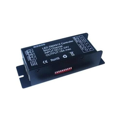 10pcs Led DMX512 Controller 3 channels LED RGB Digital display Controller DMX 512 LED Decoder & Driver 12V-24V 18A for RGB strip