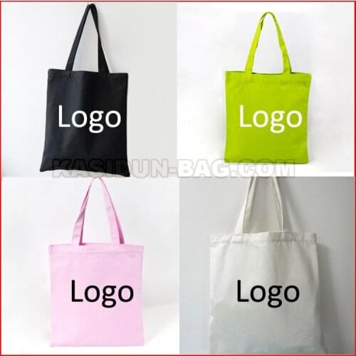 100pcs/lot) personlized custom logo cotton shopping bag tote