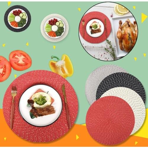 14inch Boho Placemats Antislip Washable Round Placemats Straw Woven Placemats Pot Holder Cup Coasters Heatproof Kitchen #P3
