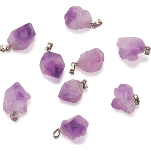 20Pcs Natural Stone Pendants with Stainless Steel Snap On Bails For Necklace Jewelry Making Findings Accessories DIY Gifts