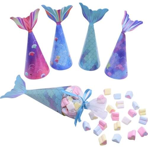 48pcs Mermaid Candy Boxes Little Girl Mermaid Party Decoration Baby Shower Birthday Favor Gift Bags Cookies Packing Supplies