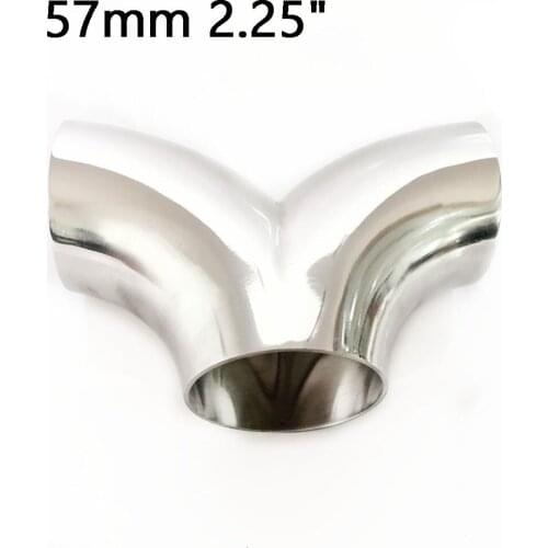 57mm 2.25" SUS 304 Stainless Sanitary Pipe Fitting OD Butt Welding Y-Shaped Elbow 3 Way Spliter Homebrew Beer Wine