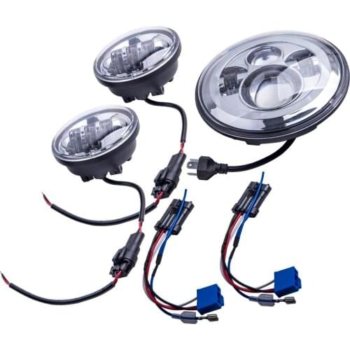Silver 7" Motorcycle LED Projector Headlight Passing Lights for Touring