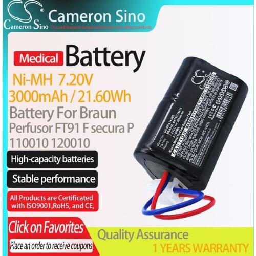 CameronSino Battery for Braun Perfusor FT91 F secura P fits 110010 120010 34506349 Medical Replacement battery 3000mAh/21.60Wh