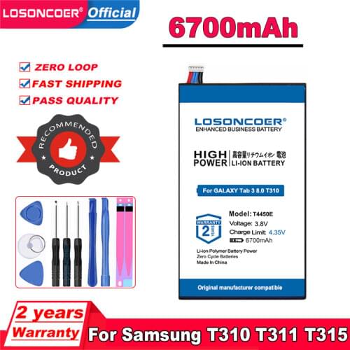 LOSONCOER 6300mAh T4450E Replacement Batteries For Samsung GALAXY Tab 3 8.0 T310 T311 T315 SM-T310 SM-T311 E0288 E0396 Battery