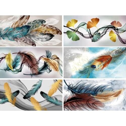 PDMDOG 5D Diamond "Leaves color feathers" Diamond Embroidery Full Round/ Square Diy Diamond Painting Cross Stitch Home Decor