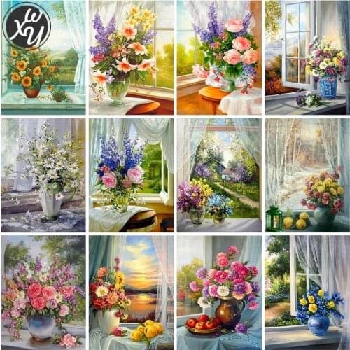 Diamond Art for Adults Vase Flowers Full Drill Mosaic Floral Embroidery Cross Stitch Kits Round Square Rhinestones Family Decor