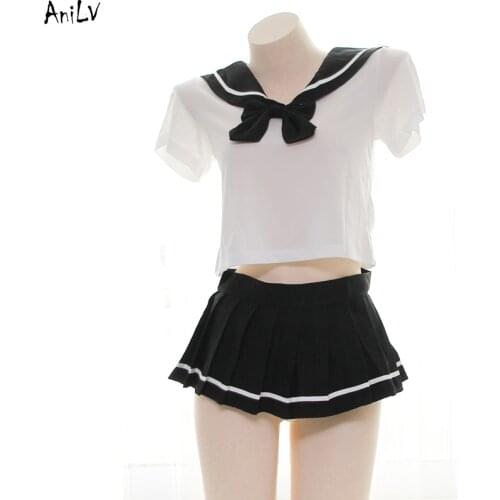 AniLV Japanese Anime Girl Sailor Uniform Swimsuit Costume School Student Swimwear Set Pool Party Cosplay