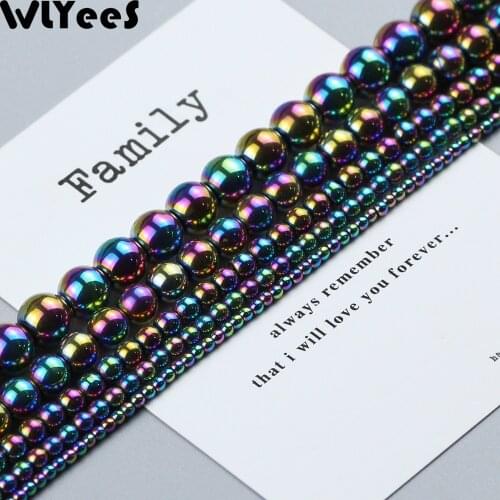 WLYeeS Natural Hematite beads 2 4 6 8 10mm Plating Multicolor Spacer Loose Bead for DIY Jewelry Earring Bracelet Necklace Making