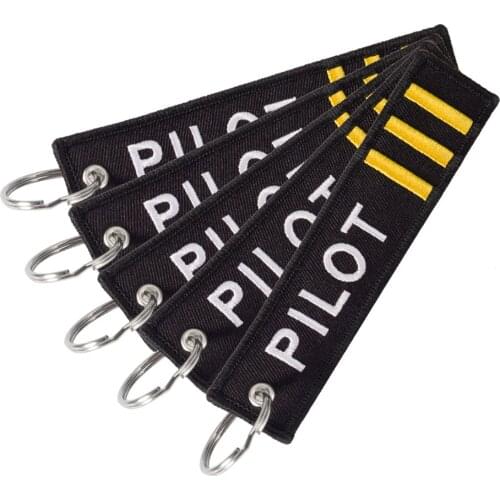 Wholesale 5 PCS/LOT Co-Pilot Keychains Jewelry Embroidery Key Chain for Aviation Gifts Luggage Tag Label Fashion Keychains