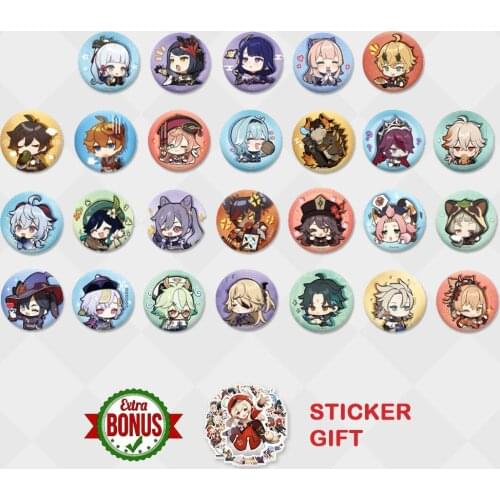 Genshin Impact Badge Chibi Brooch Zhongli Hutao Tartaglia Yanfei Eula Rosaria Custom Pin Emblem Clothes Backpack Decor Gifts