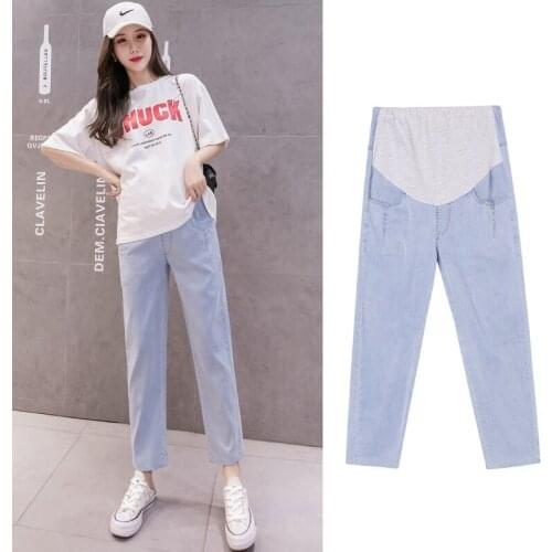 Pregnancy Abdominal Pants Boyfriend Jeans Maternity Pants For Pregnant Women Clothes High Waist Trousers Loose Denim Jeans
