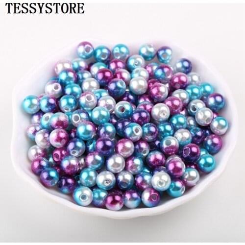 6mm/8mm ABS Imitation Pearls Gradient Color Round Shape Beads For Jewelry Making Bracelet Necklace Handmade DIY Accessories