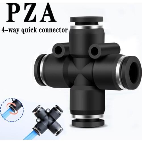 Black boutique PZA four-way pneumatic quick connector hose plug-in quick connector adapter air compressor accessories 4-16mm