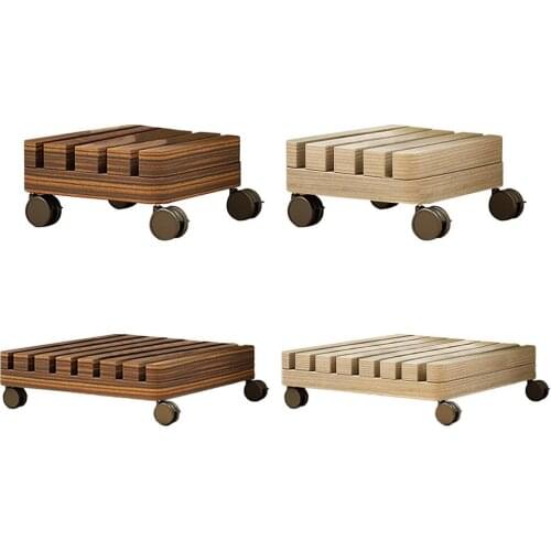 Wooden Plant Caddy With Wheels Plant Pot Stand Succulent Flower Pot Base Display Stand Stool Home Garden Patio Decoration