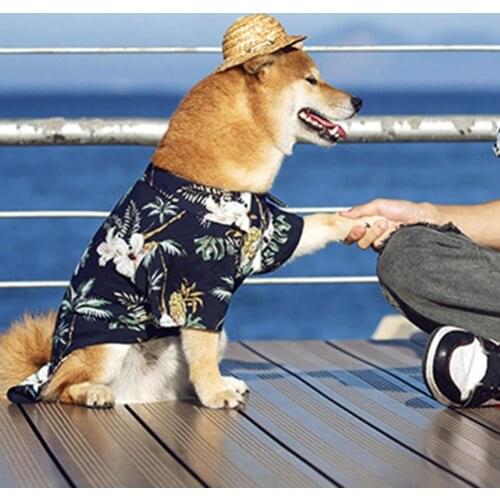 Pet T-shirt Flower Pattern Dress-up Skin-friendly Pet Short Sleeves Cardigan Outfit Summer 강아지옷
