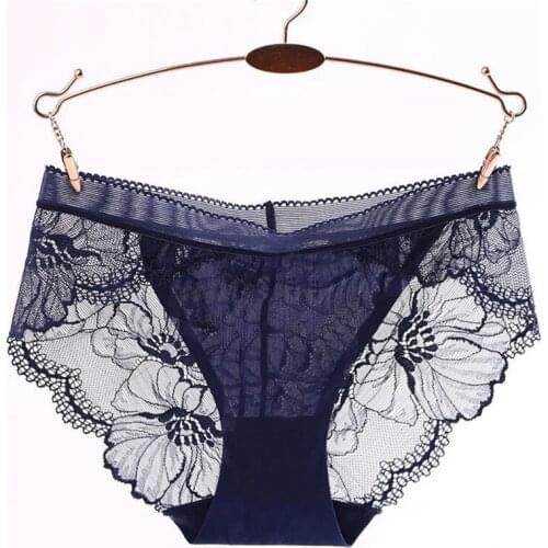 Hot Sales Sexy Sheer Lace Panties Womens Underwear Transparent Sheer Lace Briefs Tangas Knickers Soft Lace Panty 5 Colors