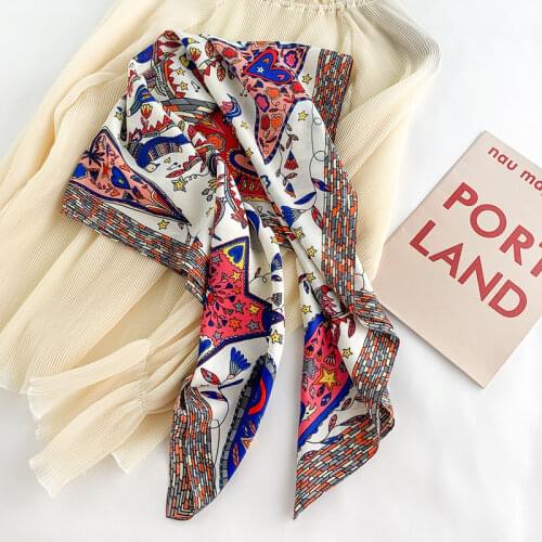 Classic silk scarf Spring summer lady print 90cm square scarves women fashion shawls Small hair neck new beach hijab muffler