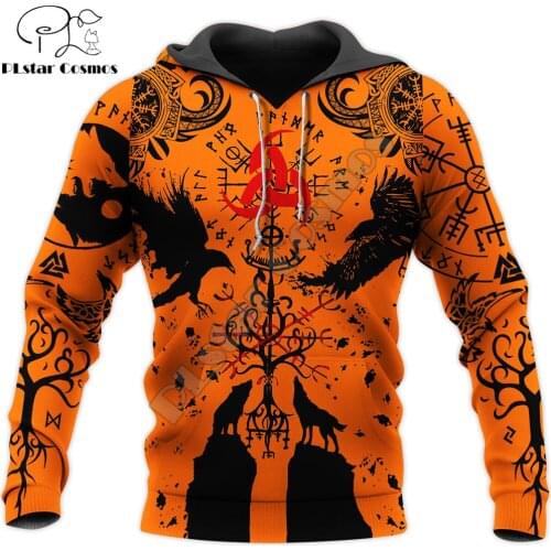 Beautiful Viking Tattoo Raven 3D All Over Printed Mens Hoodie Fashion Unisex Casual Streetwear Jacket Tracksuits DK080
