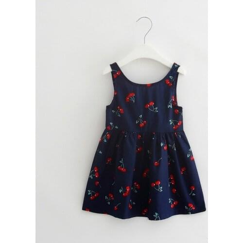 Cherry Baby Sundress Infant baby Girl Halter Summer Dress For Kids Holiday Party Casual Costume Children Colorful Clothing Wear