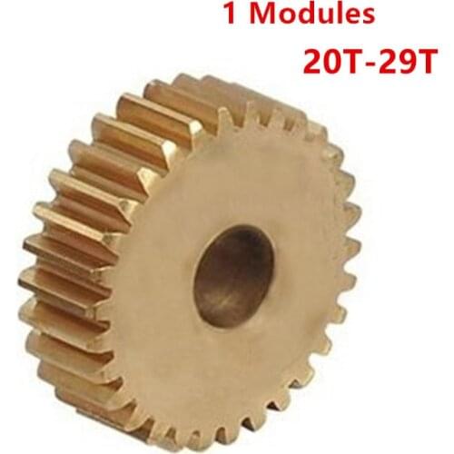 Copper Gear 1 Modules 20T-29T Tooth Bore 3-12mm Right Teeth Precision Model metal Gear Small Modulus