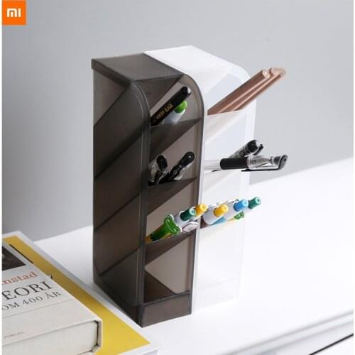 Xiaomi 4 Gird Desktop Organizer Pen Holder Free Sticker Desk Makeups Pencil Storage Stand Box School Office Stationery
