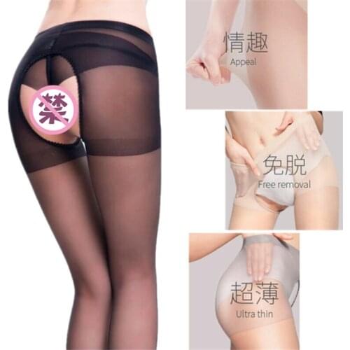 New Sexy Hollow Out Nonslip Convenient Thigh High Stockings Women Racy Thin Breathable Open File Crotch Free Removal Pantyhose