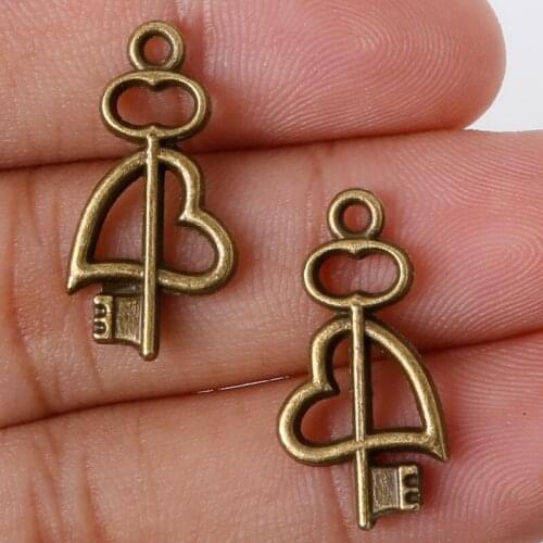 Penney Hot ! 8Pcs 23x12mm Antique Bronze Metal Pendant Key Charms Jewelry Findings Accessories for DIY