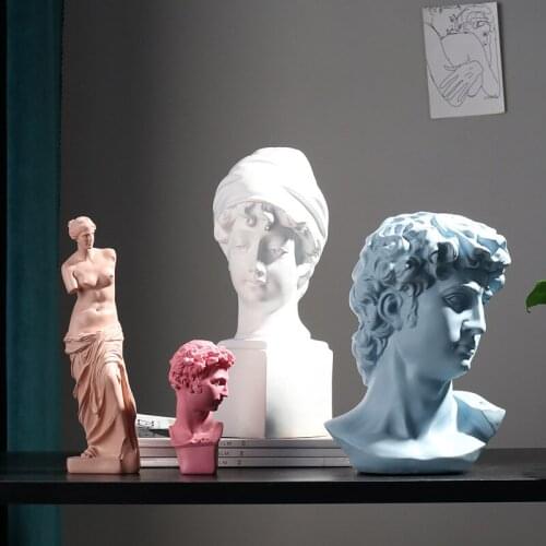 Simple sketch character head retro David Venus plaster statue Ornaments art resin crafts figurines for Bar counter home decorat