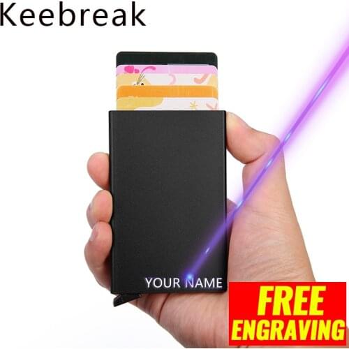 RFID Anti-theft Bank Credit Card Holder Case Smart Minimalist magic wallet Men Thin Metal Bank ID Cardholder Free Name Engraving