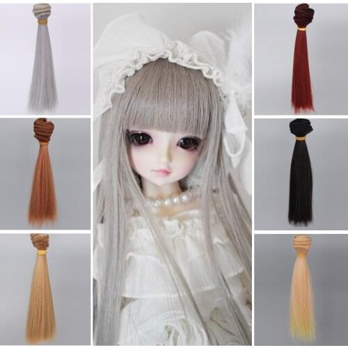 BJD SD doll high temperature silk wig hair row straight hair 15cm wig diy material doll accessories