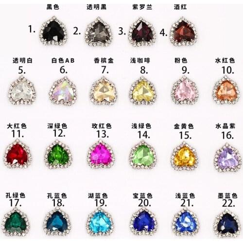 Rhinestone Glass Heart Button Sew On Or Glue On Clothes 8MM-18MM Handmade DIY Accessories Gold Color 10PCS/LOT KD634-1